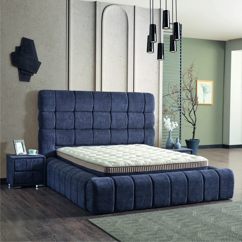 Pat catifea, saltea inclusă și sistem rabatabil pentru depozitare, DELUXE – Model Morfi