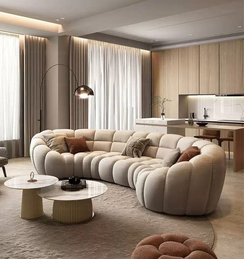 Set Canapele Lux Bucle pentru living, design rotunjit – Colecția Kaskar