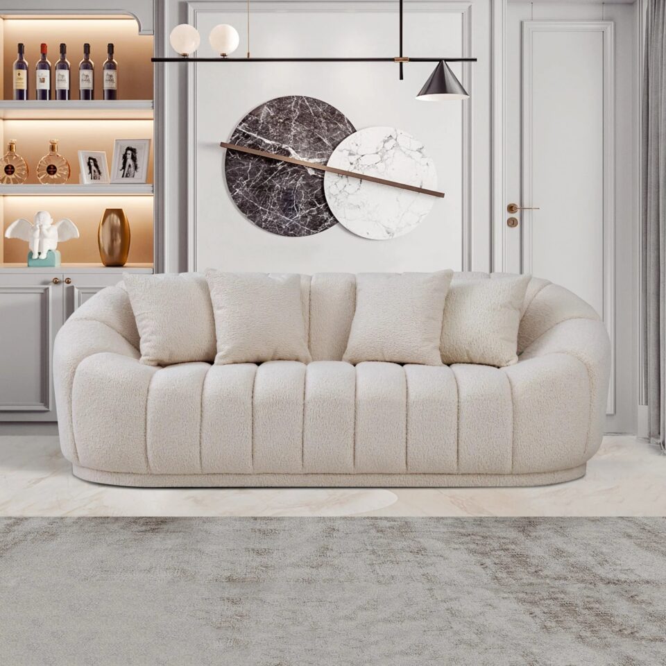 Set Canapele Lux Bucle pentru living, design rotunjit – Colecția Puffy